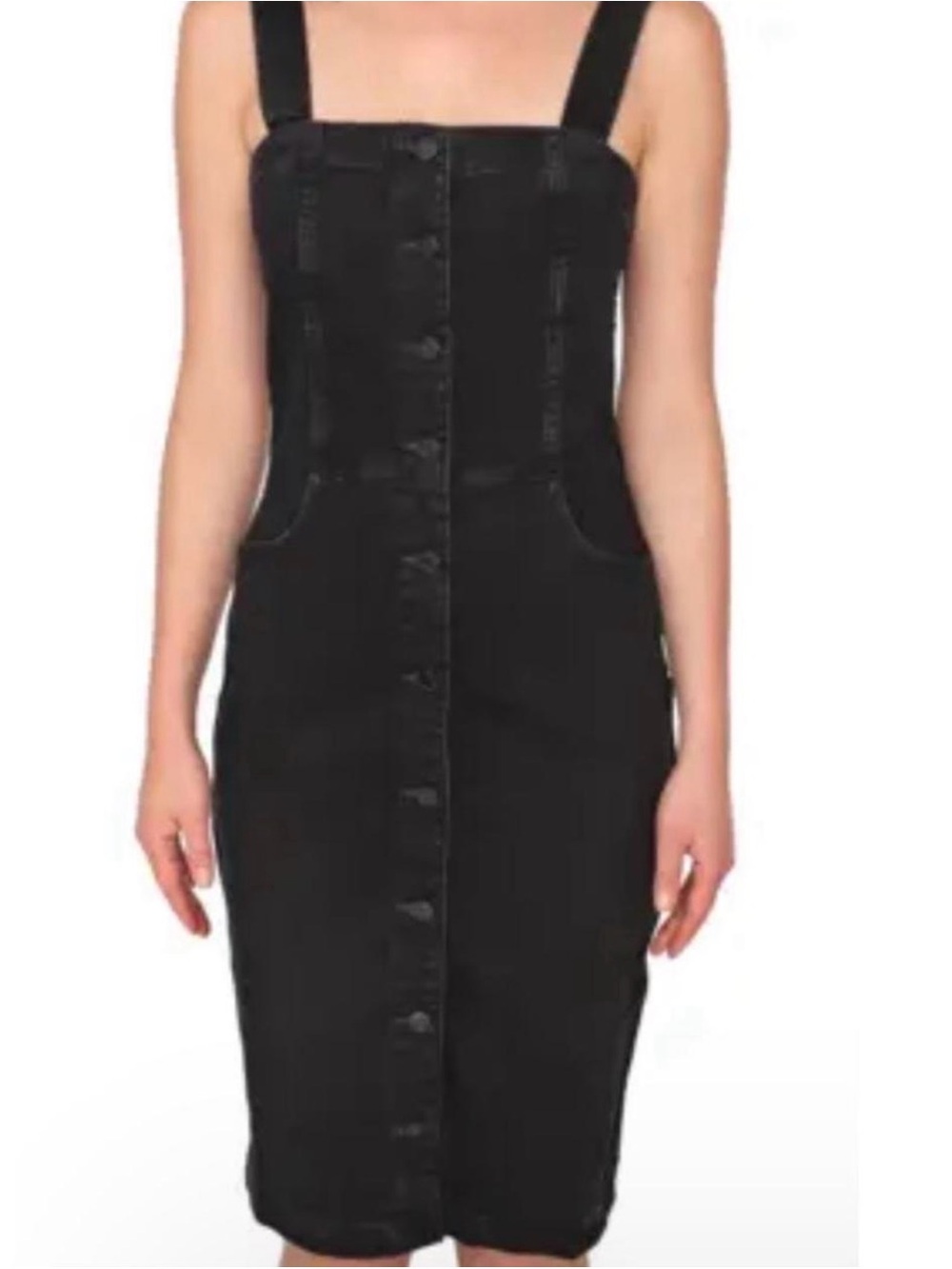 GAP Black Button-Front Sleeveless Midi Dress
